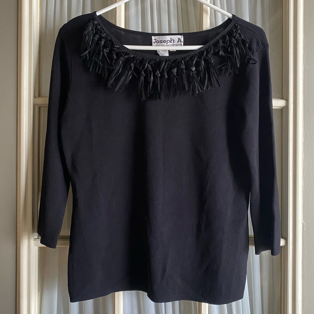 Vintage Joseph A Black Fringe Top